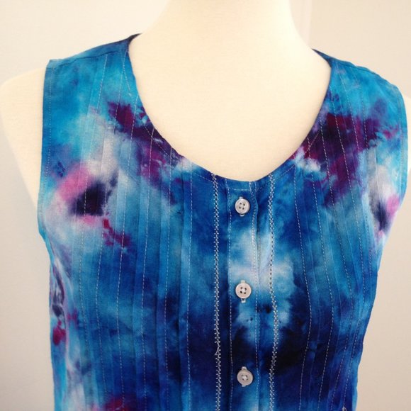 Vintage 90s LL Bean Linen Dress Tie Dye size M - Picture 9 of 15